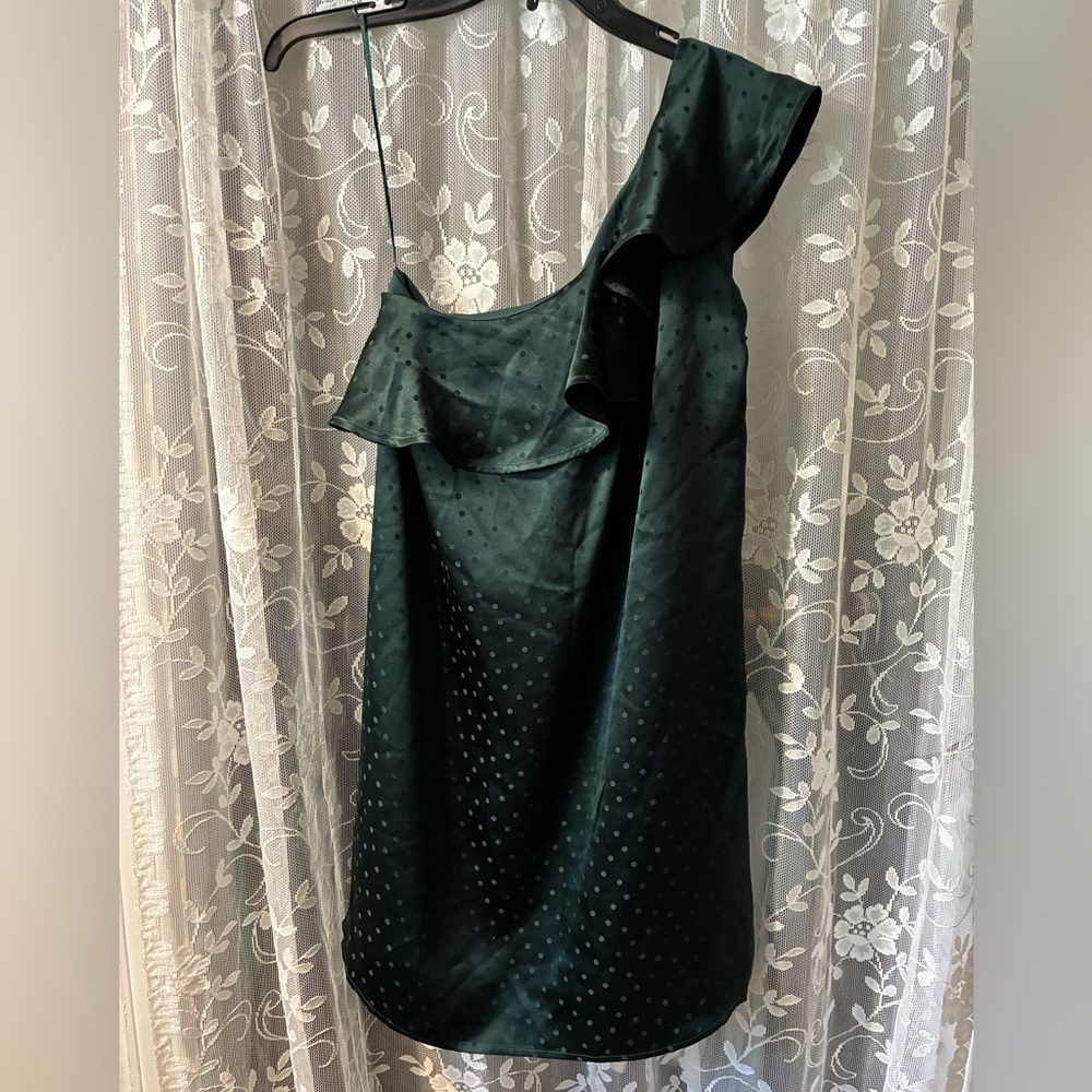 Madewell Dark Green One-Shoulder Dress size 4